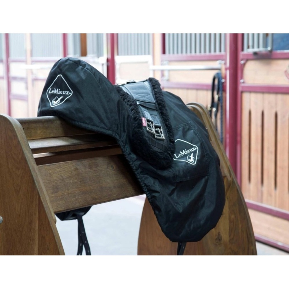 LeMieux ProKit Dressage Saddle Cover Black Fleece Lined Adjustable NWT